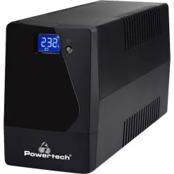 Powertech PT-1050LCD UPS Line-Interactive 1050VA 630W με 2 Schuko Πρίζες