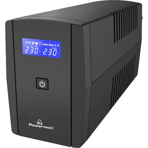 Powertech UPS Line-Interactive 1100VA 660W με 2 Schuko Πρίζες