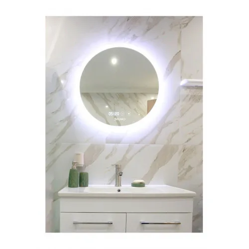 Bruno Στρογγυλός Καθρέπτης Μπάνιου Led Αφής από Μέταλλο 70x70cm