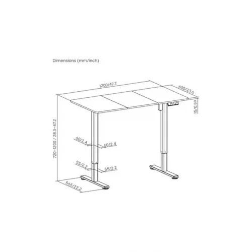 Ηλεκτρικό Γραφείο Ξύλινο Μαύρο/καφέ με Μεταλλικά Πόδια & Ρυθμιζόμενο Ύψος 120x60x72εκ.