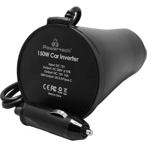 Powertech Inverter Αυτοκινήτου Τροποποιημένου Ημιτόνου 150W για Μετατροπή 12V DC σε 220V AC με 2xUSB