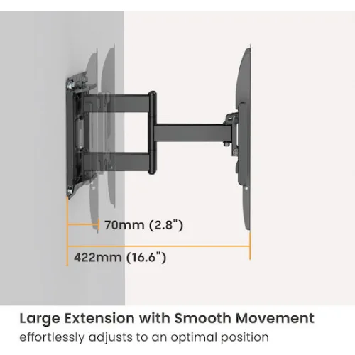 Powertech PT-1423 Βάση Τηλεόρασης Τοίχου έως 90" Ασημί