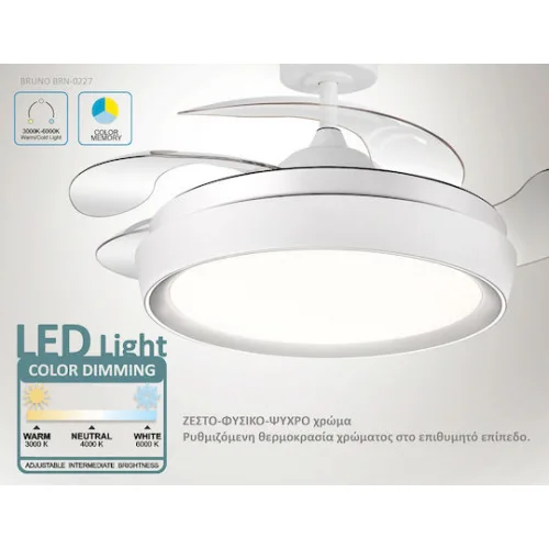 Bruno Ανεμιστήρας Οροφής 106.68cm με Φως και Τηλεχειριστήριο Λευκός