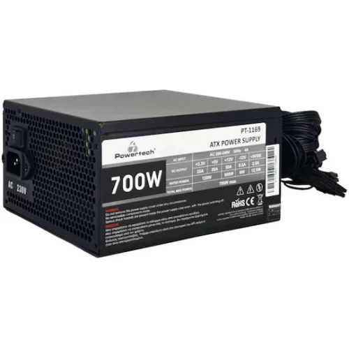Powertech PT-1169 700W Μαύρο Τροφοδοτικό Υπολογιστή Full Wired