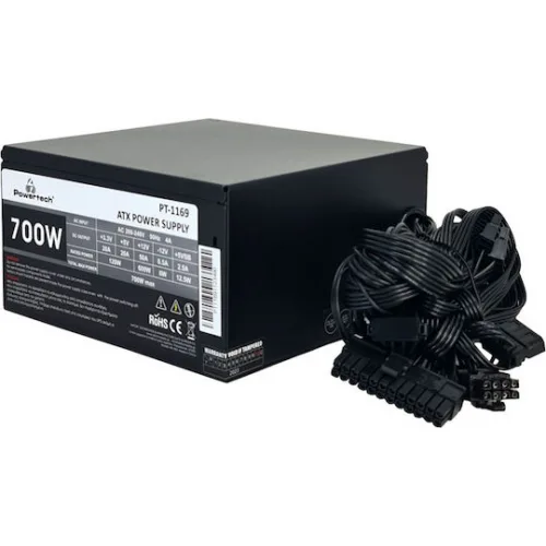 Powertech PT-1169 700W Μαύρο Τροφοδοτικό Υπολογιστή Full Wired