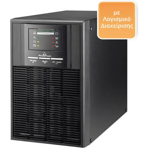 Powertech UPS On-Line 1000VA 700W με 2 Schuko Πρίζες