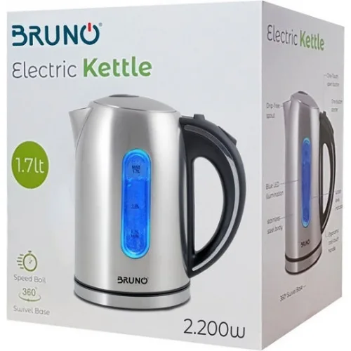 Bruno Βραστήρας 1.7lt 2200W Ασημί