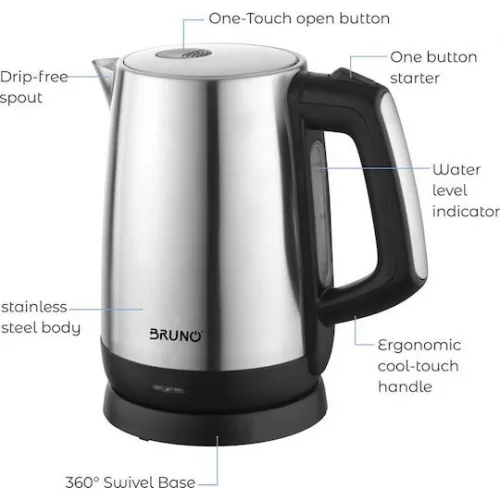 Bruno Βραστήρας 1.7lt 2200W Ασημί