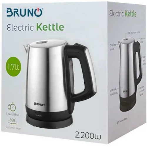 Bruno Βραστήρας 1.7lt 2200W Ασημί