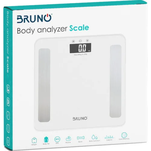 Bruno Ψηφιακή Ζυγαριά 180kg με Λιπομετρητή Λευκή BRN-0057