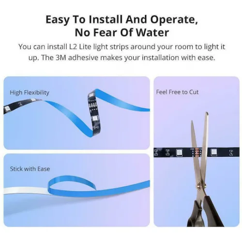 Sonoff Smart Ταινία LED L2 Lite-5M-EU Wi-Fi 12V RGB Φως 5m Τύπου SMD5050 με Τροφοδοτικό, Τηλεχειριστήριο & WiFi Controller