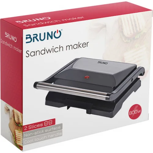 Bruno Τοστιέρα για 2 Τοστ 800W Μαύρη