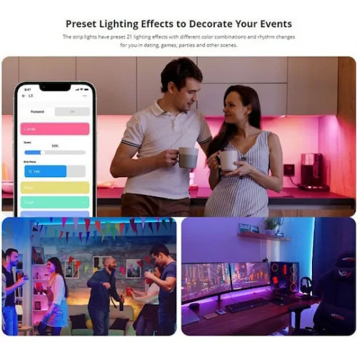 Sonoff Smart Ταινία LED Wi-Fi USB 5V RGB Φως 5m με Τροφοδοτικό & WiFi Controller