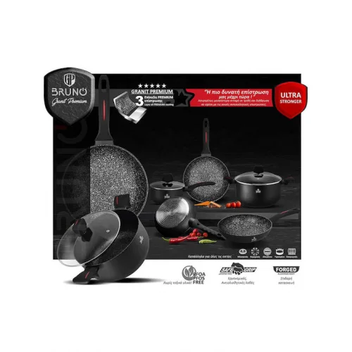 Bruno Αντικολλητικό Τηγάνι από Αλουμίνιο με Αντικολλητική Επίστρωση 24cm