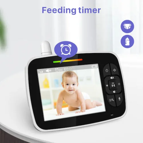 Powertech Ασύρματη Ενδοεπικοινωνία Μωρού με Κάμερα & Οθόνη 3.5" , Αμφίδρομη Επικοινωνία & Νανουρίσματα