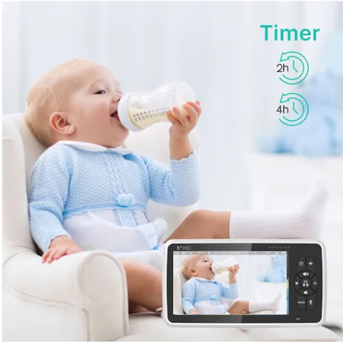 Powertech Ασύρματη Ενδοεπικοινωνία Μωρού με Κάμερα & Οθόνη 5" , Αμφίδρομη Επικοινωνία & Νανουρίσματα