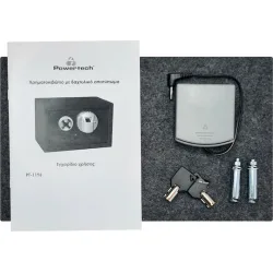 Powertech Χρηματοκιβώτιο με Κλειδί & Δακτυλικό Αποτύπωμα Μ31xΠ20xΥ20cm Βάρους 8kg