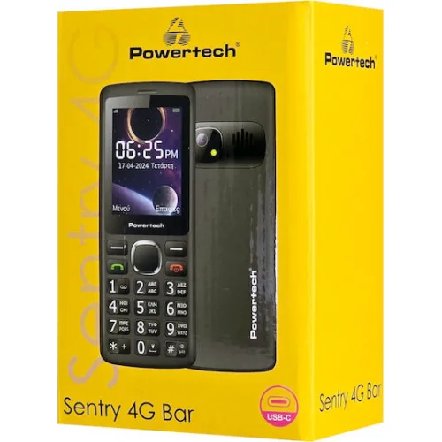 Powertech Sentry 4G Bar Dual SIM Κινητό με Κουμπιά Μαύρο