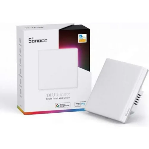 Sonoff T5EU1C Χωνευτός Διακόπτης Τοίχου Wi-Fi Φωτισμού Μονός με Πλαίσιο Λευκός
