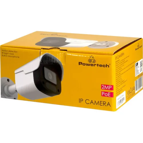 Powertech PT-1234 IP Κάμερα Παρακολούθησης Full HD 1080p Αδιάβροχη με Μικρόφωνο και Φακό 3.6mm