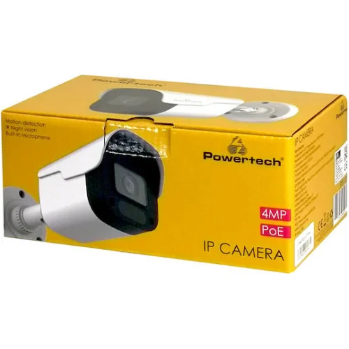 Powertech PT-1235 IP Κάμερα Παρακολούθησης Full HD+ 4MP Αδιάβροχη με Μικρόφωνο και Φακό 3.6mm