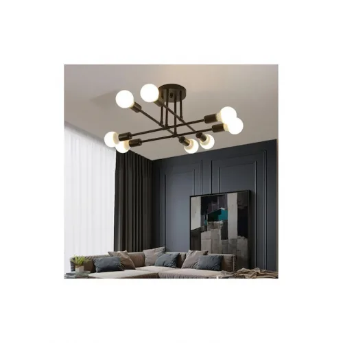 Powertech Πλαφονιέρα Οροφής 70εκ. Μαύρη με Ντουί E27