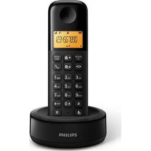 Philips D160 Ασύρματο Τηλέφωνο με Ελληνικό Μενού Μαύρο