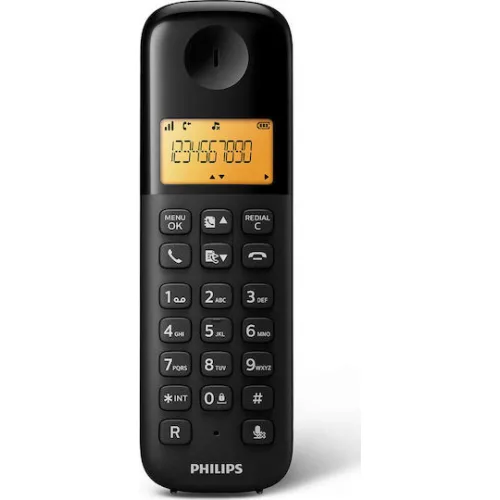 Philips D160 Ασύρματο Τηλέφωνο με Ελληνικό Μενού Μαύρο