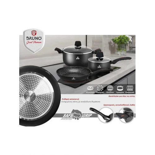 Bruno Granit Premium Τηγάνι από Αλουμίνιο με Αντικολλητική Επίστρωση 28cm