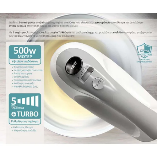 Bruno Μίξερ Χειρός 500W Λευκό