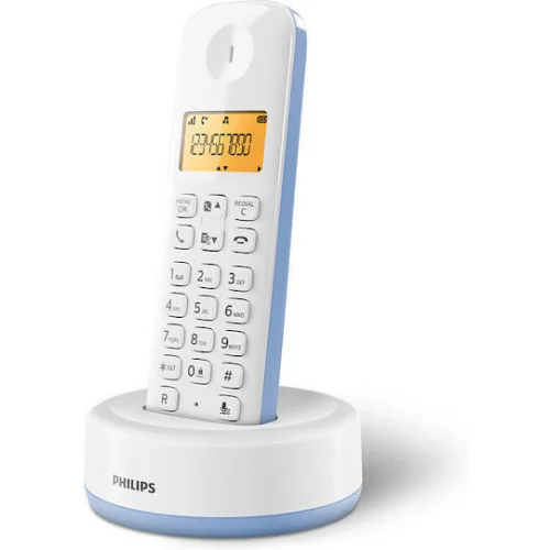 Philips D160 Ασύρματο Τηλέφωνο με Ελληνικό Μενού Λευκό/Μπλε