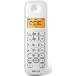 Philips D160 Ασύρματο Τηλέφωνο με Ελληνικό Μενού Λευκό