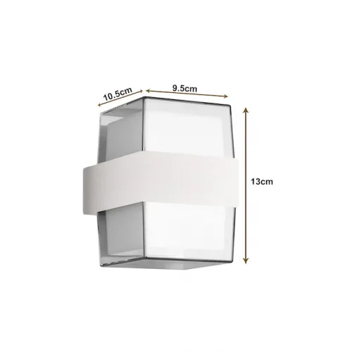 Powertech Επιτοίχια Εξωτερική Πλαφονιέρα LED IP65 14W με Ψυχρό Λευκό Φως 10.5x9.5x13εκ.