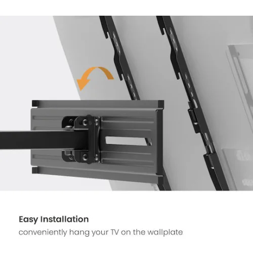 Powertech PT-1389 Βάση Τηλεόρασης Τοίχου με Βραχίονα έως 80" και 40kg Ασημί