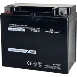 Powertech Μπαταρία Μοτοσυκλέτας YTX12-BS με Χωρητικότητα 12Ah
