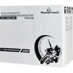 Powertech Μπαταρία Μοτοσυκλέτας YTX12-BS με Χωρητικότητα 12Ah