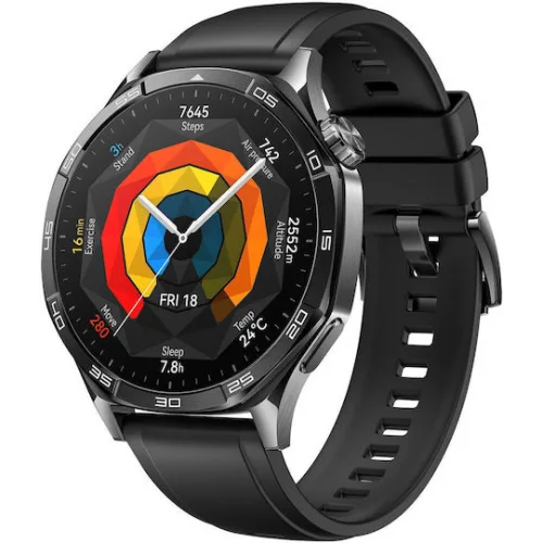 Huawei Watch GT 5 Stainless Steel 46mm Αδιάβροχο με Παλμογράφο (Μαύρο)