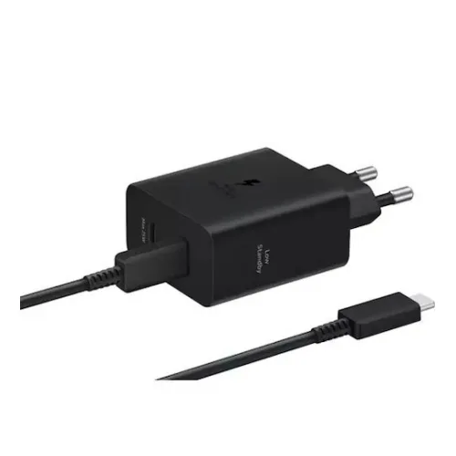 Samsung Φορτιστής με 2 Θύρες USB-C και Καλώδιο USB-C - USB-C 50W Power Delivery Μαύρος (EP-T5020X)