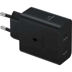 Samsung Φορτιστής με 2 Θύρες USB-C και Καλώδιο USB-C - USB-C 50W Power Delivery Μαύρος (EP-T5020X)