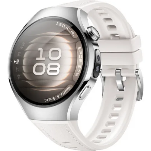 Huawei Watch 5 Stainless Steel 42mm Αδιάβροχο με eSIM και Παλμογράφο (Λευκό)