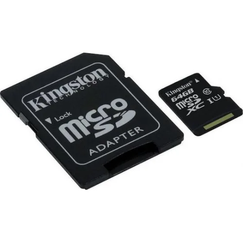Kingston Canvas Select Plus microSDXC 64GB Class 10 U1 V10 A1 UHS-I με αντάπτορα