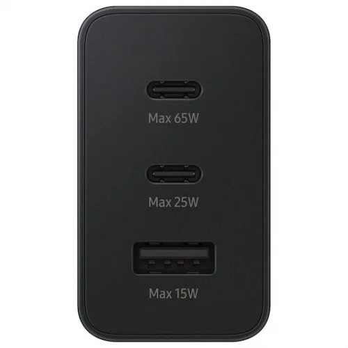Samsung Φορτιστής Χωρίς Καλώδιο με Θύρα USB-A και 2 Θύρες USB-C 65W Power Delivery Μαύρος (Fast)