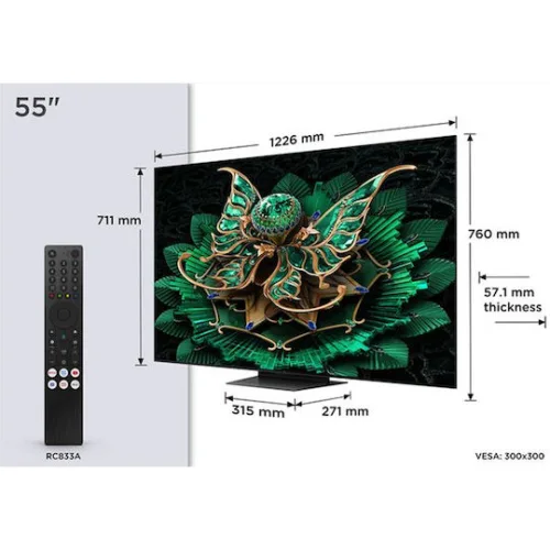 TCL Smart Τηλεόραση 55" 4K UHD Mini LED C7K HDR (2025) 55C7K