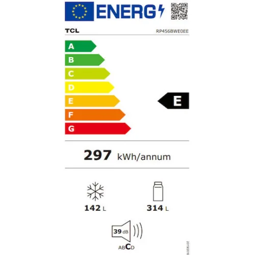 TCL Ψυγειοκαταψύκτης 456lt Total NoFrost Υ201xΠ59.5xΒ68εκ. Λευκός RP456BWE0EE