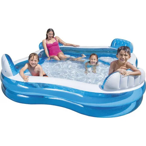 Intex Swim Center Τετράγωνη Πισίνα PVC Φουσκωτή 229x229x66εκ. Μπλε