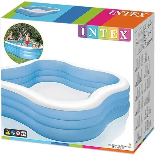 Intex Swim Center Παιδική Τετράγωνη Πισίνα Φουσκωτή 229x229x56εκ. Μπλε Intex Swim Center Παιδική Τετράγωνη Πισίνα Φουσκωτή 229x229x56εκ. Μπλε