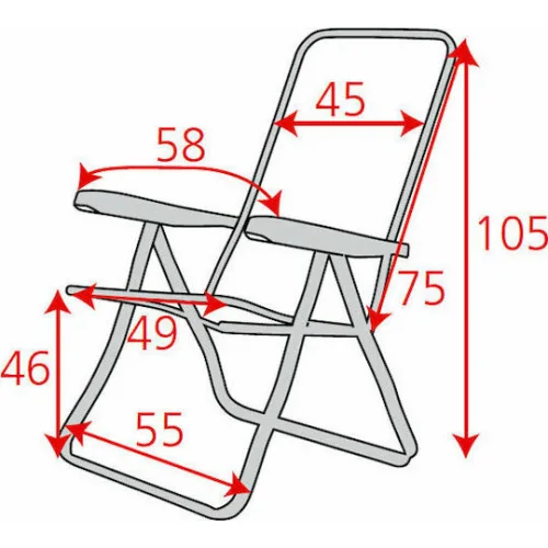 Escape Ξαπλώστρα-Πολυθρόνα Παραλίας με Ανάκλιση 6 Θέσεων Μπλε 26x26x105εκ.
