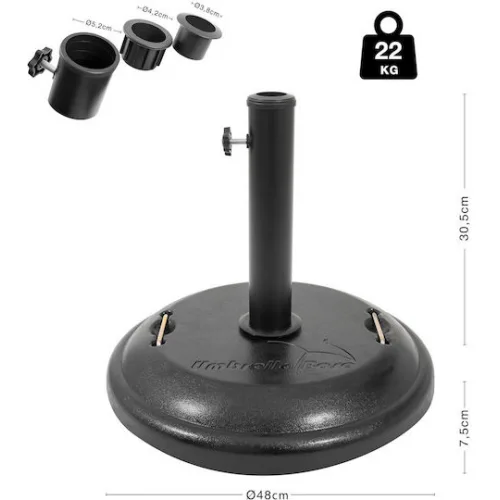 Escape Βάση Ομπρέλας από Τσιμέντο Μαύρο 46x46x8cm