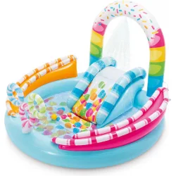 Intex Candyfun Play Center Παιδική Στρογγυλή Πισίνα PVC Φουσκωτή 170x122εκ. Τιρκουάζ