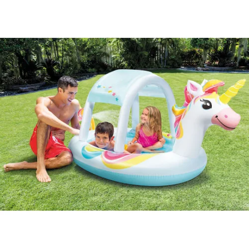 Intex Unicorn Spray Παιδική Στρογγυλή Πισίνα Φουσκωτή 254x109εκ. Λευκή Intex Unicorn Spray Παιδική Στρογγυλή Πισίνα Φουσκωτή 254x109εκ. Λευκή